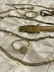 Vintage Costume Jewelry Lot Estate Chain Rings Tarnished As Is Untested Unmarked