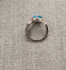 STERLING 925 BLUE ZIRCON? CZ? TOPAZ? HALO RING SIZE 7