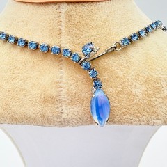 Mid‑Century Frosted Glass Parure in Icy Blues & Purples, 3‑Piece Vintage Set