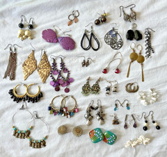 Vintage Boho Chic Pierced Earrings Lot Of 30 Pairs! Retro 70s To The 90s Unique!
