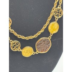 Necklace Retro Vintage Elegance Long Statement in Gold Tone 32 in Sarah Coventry