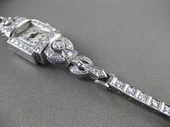 ANTIQUE LARGE 2.30CT OLD MINE DIAMOND PLATINUM HAMILTON WATCH F VVS/VS #14090
