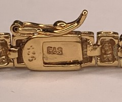 Signed FAS Sterling 925 Gold Wash Vermeil Micro Pave 53 CZ Bracelet 7in 5mm