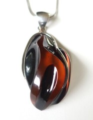 MODERN LARGE Baltic Amber Abstract Sculpted Sterling Silver Pendant Staement