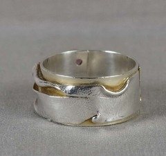 Vintage sterling silver RING pink garnet Size 8.25