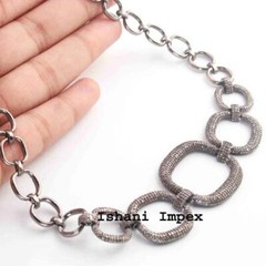 Necklace Natural Rose Cut Diamond & 925 Sterling Silver Necklace Jewelry