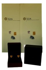 H.STERN Natural Fancy Vivid Orange-Yellow Heart Diamond Earrings 18K YG GIA Box