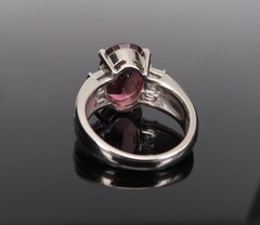 Fine 4.58ct Pink Tourmaline & 0.44ct Asscher Cut Diamond Platinum Ring Size 6