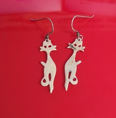 VTG 925 Cat Silhouette 1.5in Drop Earrings Sterling Silver 3g Patina Intact READ
