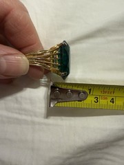 Vintage Huge Emerald Green Faceted Glass Cocktail Statement Ring Size 8 Unmarked