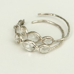 $595 Ippolita 925 Sterling Silver Clear Rock Candy Quartz 4 Stone Hoop Earrings