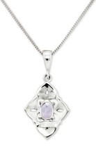 Amethyst 0.5ct & Marcasite Flower 18″ Pendant Necklace in Sterling Silver