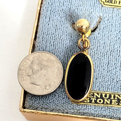 Vtg BAL RON Black Onyx 1/20-12K G.F. Gold-Filled Earrings – Screw Back Unused
