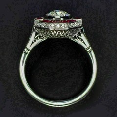 3.8Ct Art Deco Style Lab Created Diamond Ruby Engagement 14K White Gold FN Ring