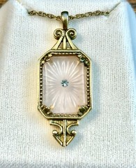 Avon Pink Camphor Glass Frosted Lights Pendant 70s Vintage Necklace Collectable