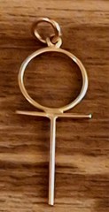 Vintage Estate Egyptian 18K Yellow Gold Ankh Figure! 1.25″ L!! In Original Box!!