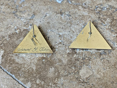 Suzanne St. Claire VTG Signed Sterling Silver Onyx Earrings 12 Grams 1″ Triangle