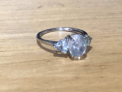 Vintage Sterling Silver Ring Moonstone Aquamarine/Blue Topaz? 925 7.5 AS IS