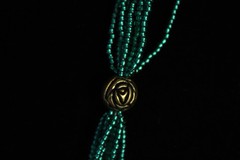 Beaded Necklace Dark Blue Green 28″ 28 in 8 Strand Small Tiny Seed Bead Handmade