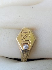 RARE FIND! Antique Victorian Girls 14k Gold Baby’s Ring DIAMOND Floral SIZE 6.5