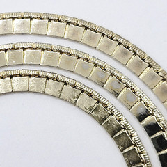 Heavy Double Layer Flat Square Link Chain Gold Tone Necklace Vintage Korea 1970s