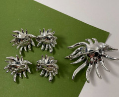 Vintage Celebrity NY Rhinestone Faux Pearl Brooch Earring Shoe Clip Set Signed