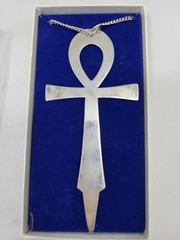 RARE Vintage International Sterling Co. ANKH 5 ” Necklace Ornament Original Box