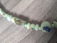Jadeite Beaded Glass Necklace 15in Light Green Antique Art Deco Vintage