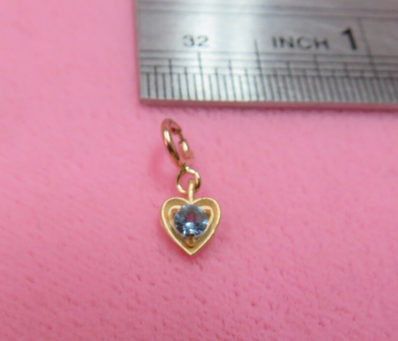Michael Anthony 14k Y. Gold Heart Aquamarine Charm .35 G w/5mm Spring Clasp
