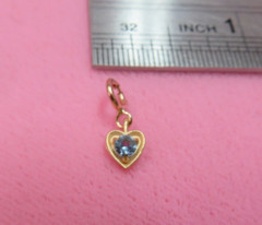 Michael Anthony 14k Y. Gold Heart Aquamarine Charm .35 G w/5mm Spring Clasp