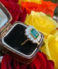 2.50 CT Green Emerald Cut CZ Art Deco Antique Style Engagement 925 Silver Ring