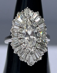 Vintage Platinum 3.30CTW Marquise Diamond Ring Pendant Estate VS1 SI1