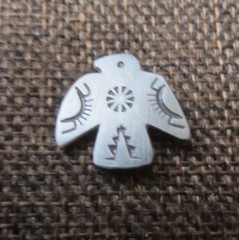 Tiny “Old Pawn” Thunderbird Silver South-Western Broach Jewelry