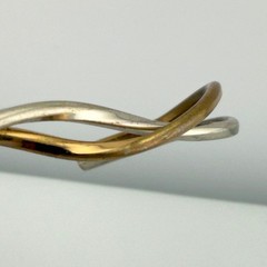 Vintage Sergio Lub California Handmade Brass Wave Twist Cuff Bracelet Two Tone