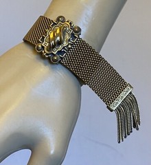 Victorian Revival Mesh Slide Tassel Fringe Bracelet Adjustable Clasp Fits All
