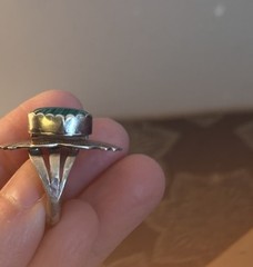 Vintage Silver Size 8 Malachite Ring
