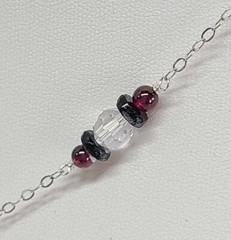 Sterling Silver Rock Quartz Crystal Cranberry Garnet Lavalier Pendant Necklace