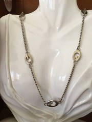 VTG Guess Designer Fashion Necklace Letter G Stations Silver Tone Metal Alloy