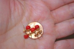 RARE ITALIAN SARDINIA 14K CALIBRATED RED CORAL 5.5 MM BALL FANCY STUD EARRINGS