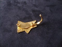Vintage Retro Mod Triangles Cloisonne Brown & Bronze Enamel Gold Tone Scarf Clip