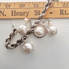 Vintage Celebrity Bracelet Earring Set Faux Pearls Wedding Baubles Dangling
