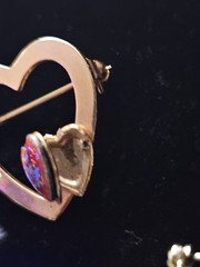 Lot of 7 Vtg/Mod Goldtone Heart Pins Stick Cloisonne Flower Heart Locket Bar Pin