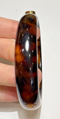 Vintage Tortoise Black Rhinestone Brown Yellow Plastic Bangle Bracelet