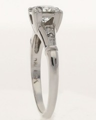Vintage Diamond Engagement Ring .62CT Mine Cut 14K WG Size 4
