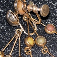Hand made from vintage parts vintage dangling balls screw earrings 3 3/4″ long