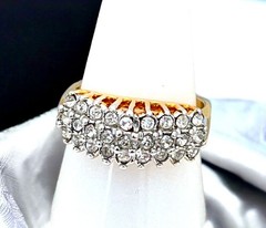 Vintage 1970s Vargas CZ Dome Ring Three Row 18KT Gold Plate Size 7 – 5T