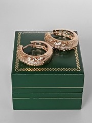 Vintage 1990-s 14 Ct Rolled Gold Large Solid Zircons Earrings-Hallmarked 585 RG