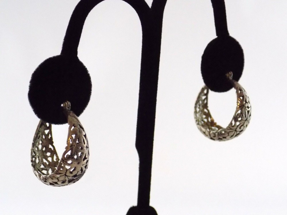 Jezlaine Sterling Silver Pierced Hoop Leverback Earrings 925 Curled Hoops 10.6g