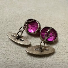 Vintage soviet Corundum Gems cufflinks 875 silver ussr PC