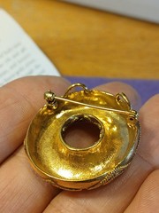 MMA Met. Museum of Art Circle Donut Granular 24k Gold Plated Pendant Etruscan
